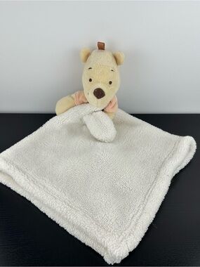 Winnie the Pooh Baby Lovey Security Blanket White Nursery Plush 15”